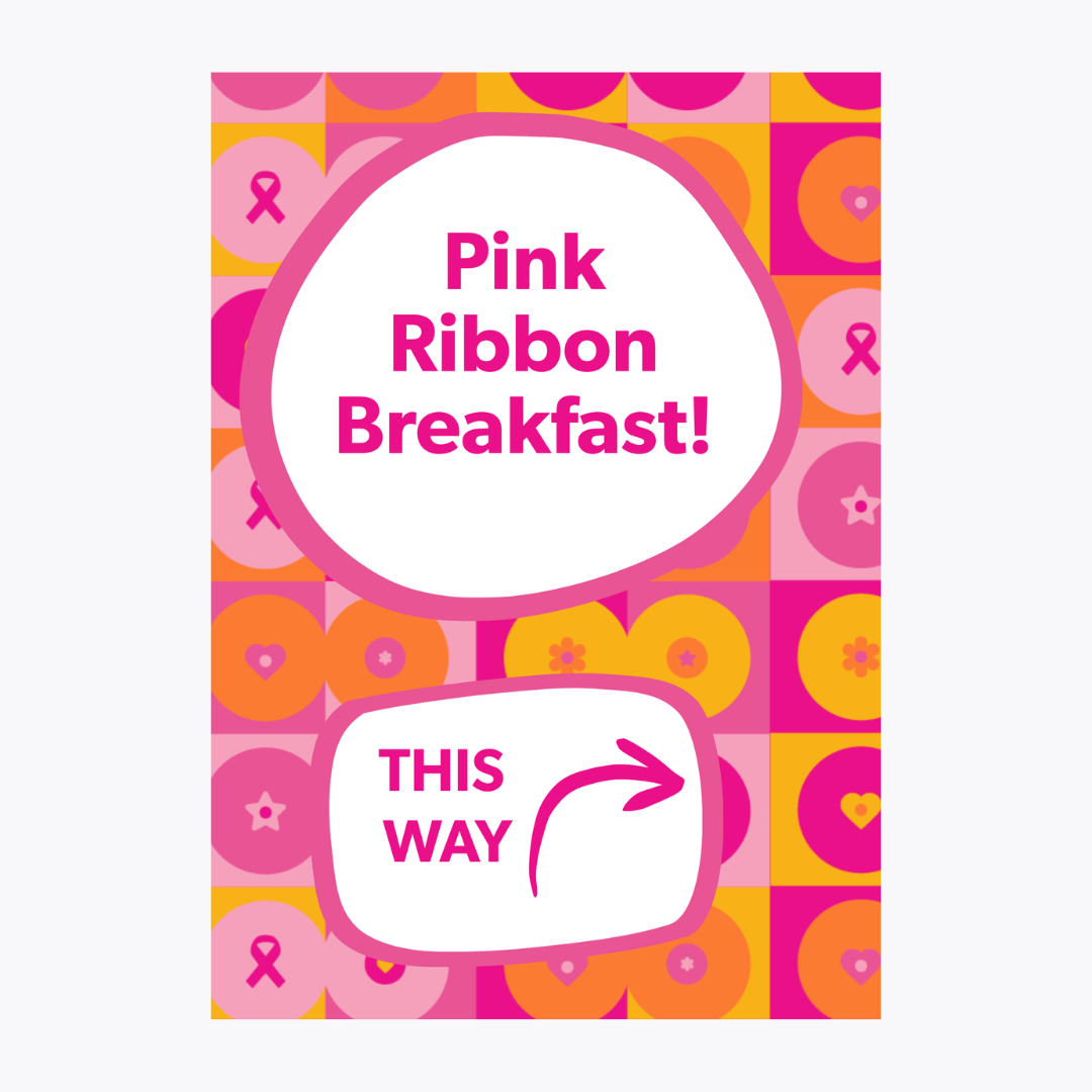 Pink Ribbon Breakfast This Way Sign