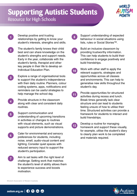 Supporting Autistic Students - High Schools - Autism Month Resource_0325