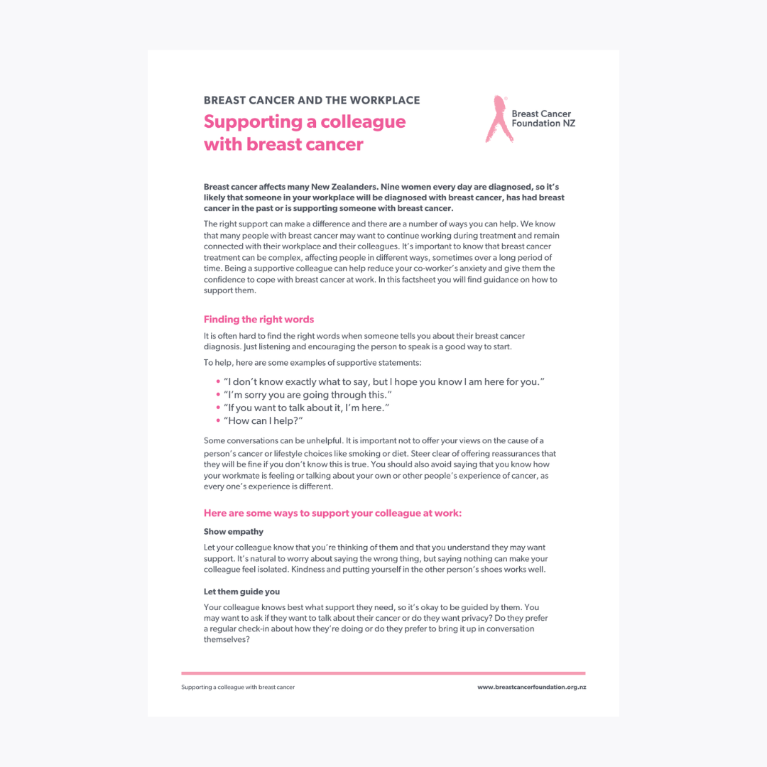 Supporting A Colleague With Breast Cancer