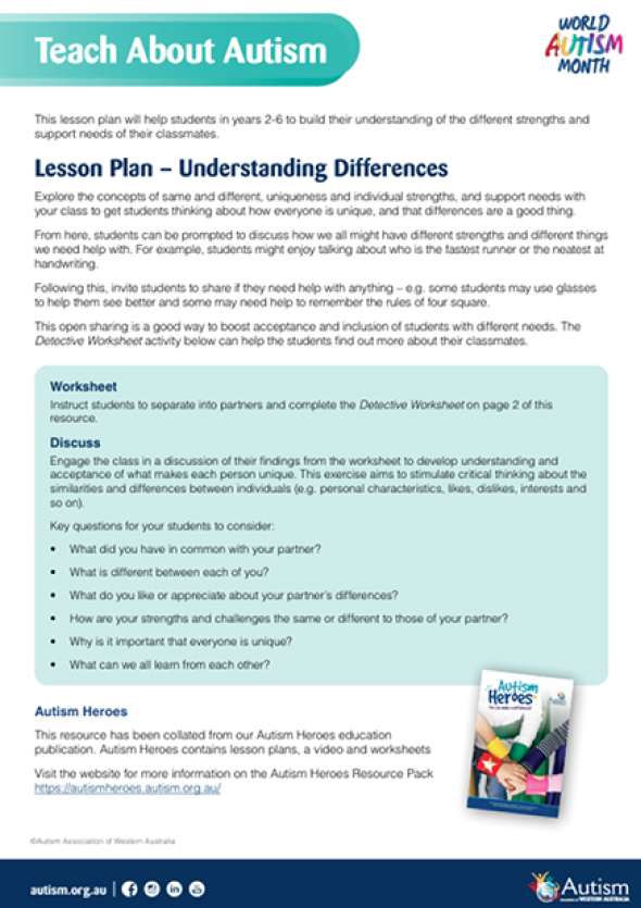 Teach About Autism - understanding differences - Autism Month Resource_0325