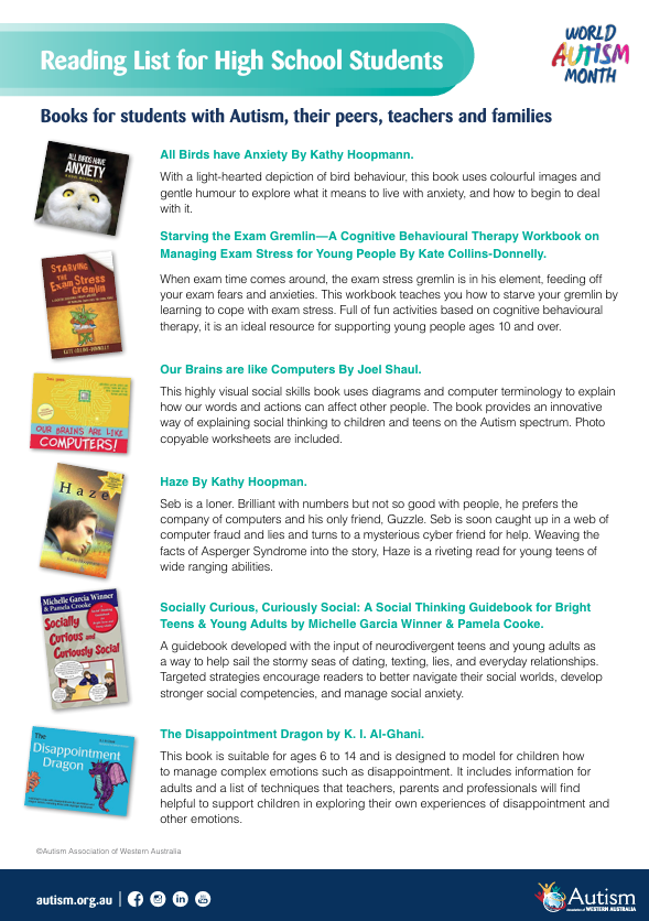 Reading List - High Schools - Autism Month Resource_0325